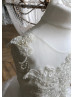 Beaded Ivory Lace Tulle Long Flower Girl Dress